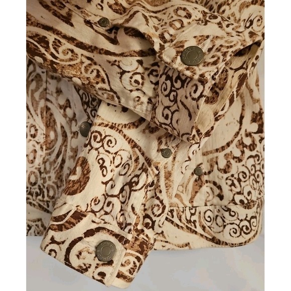Additions By Chicos Size 0 Paisley Jacket Trucker Boho Brown Pockets - Picture 5 of 9